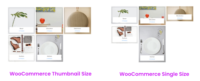 Woo Products Categories and their thumbnail size variations