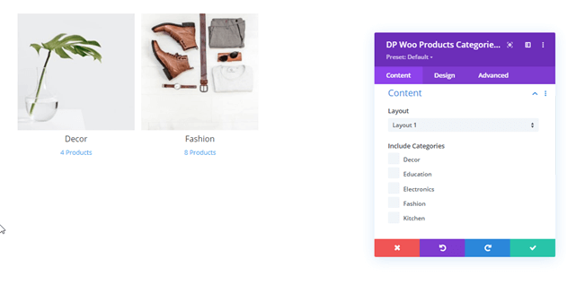 Woo Products Categories module
