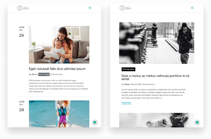 Divi blog layouts