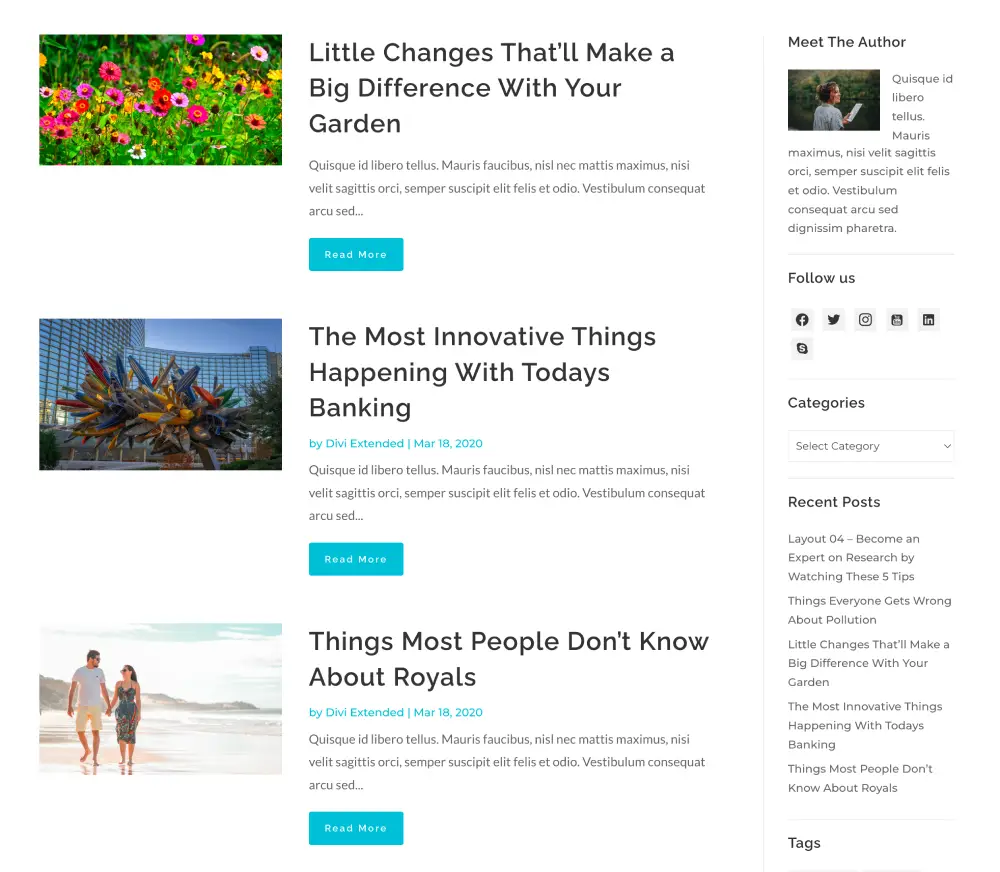 Divi Blog Layout