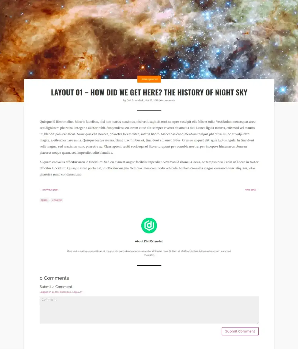 Divi blog post template