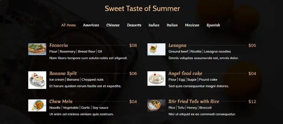 divi restaurant menu layout 01