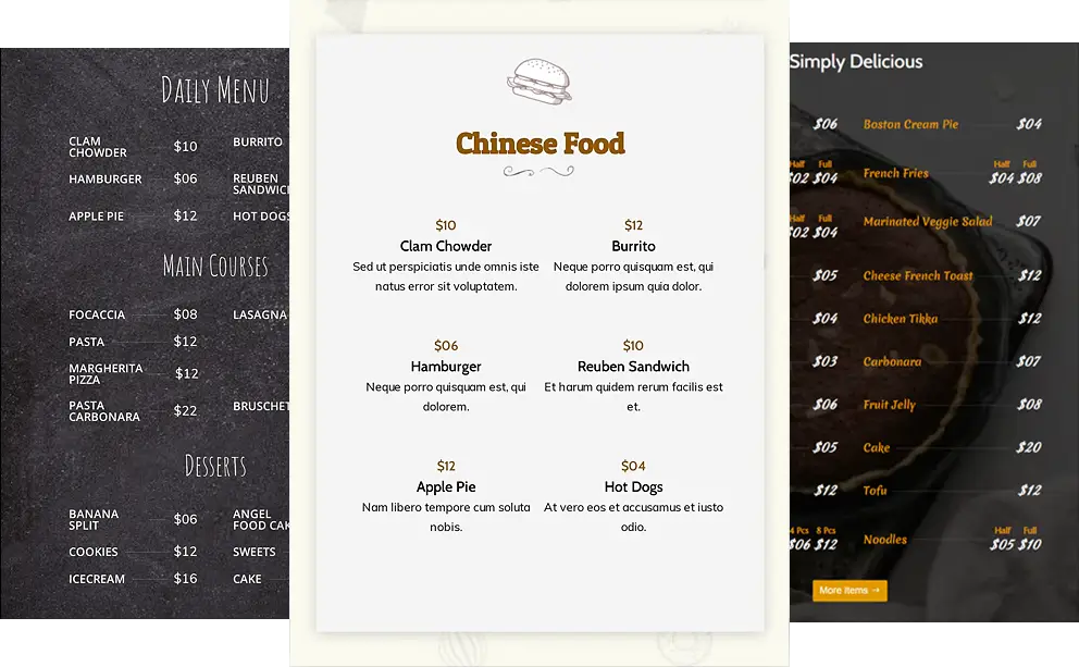 Divi restaurant menu plugin