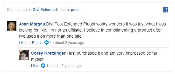 Facebook embedded comment in Divi