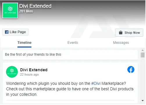 Facebook Page Module in Divi