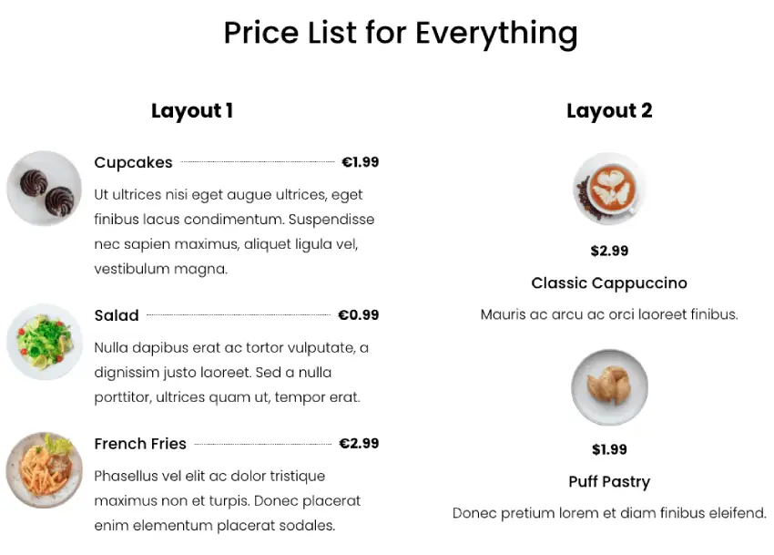 Divi Price List Module