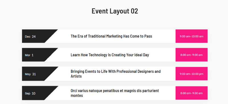 Divi Events Calendar Layout 2