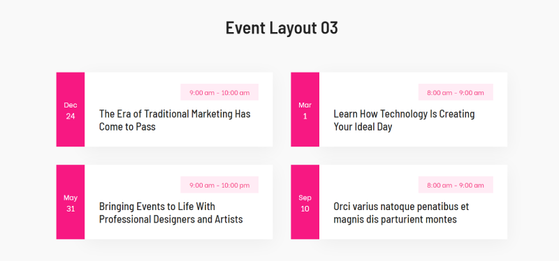 Divi Events Calendar Layout 3