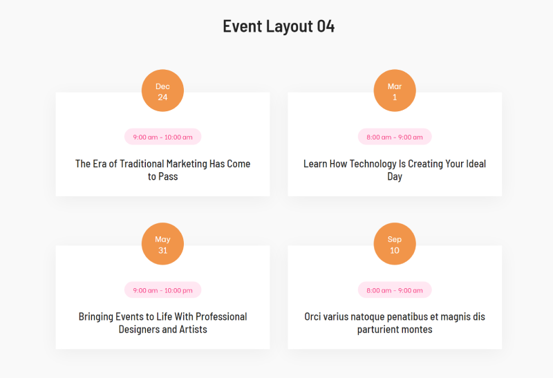 Divi Events Calendar Layout 4