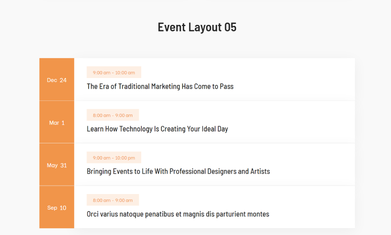 Divi Events Calendar Layout 5