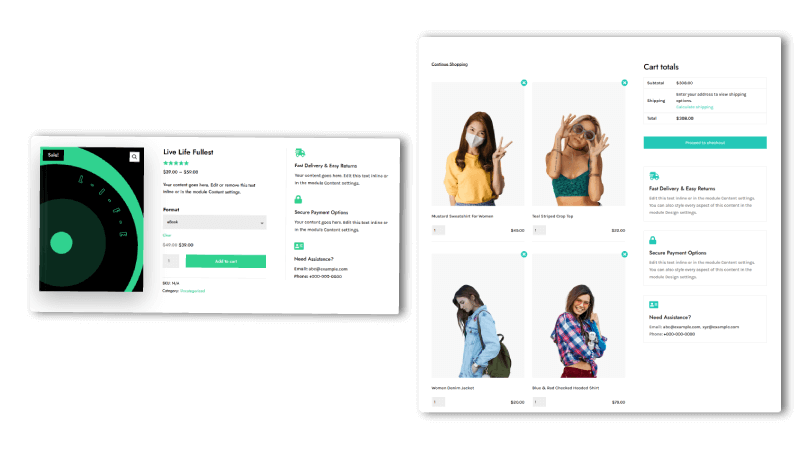 Product and Cart page with shipping details to improve eCommerce website design