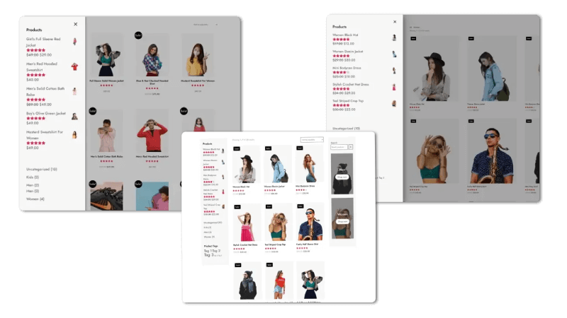 Shop page off canvas with popular products