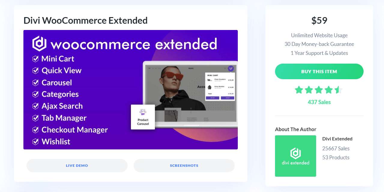 Divi WooCommerce Extended on ET Marketplace