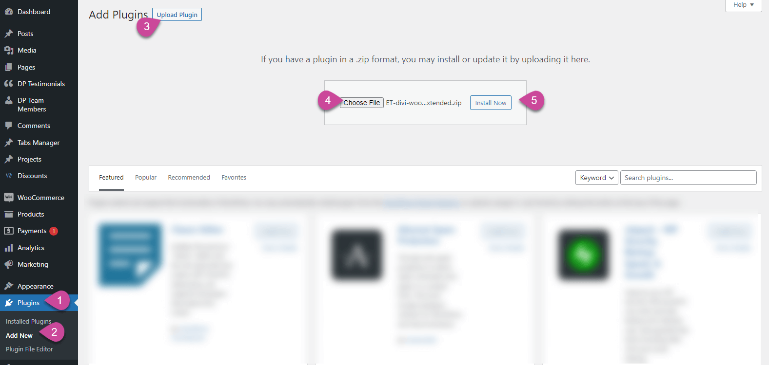 Installing Divi WooCommerce Extended