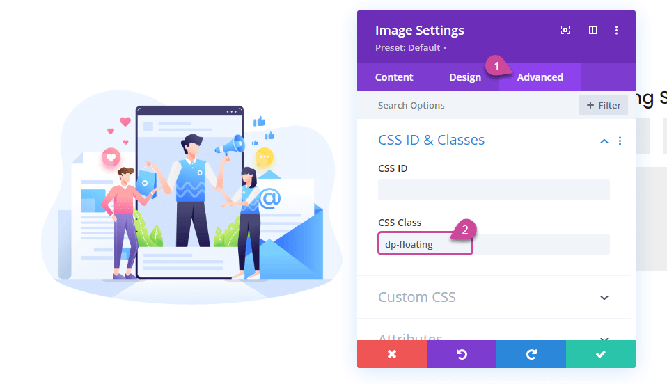 Defining floating image css class name