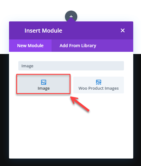 Inserting Divi Image module for Divi Floating Image