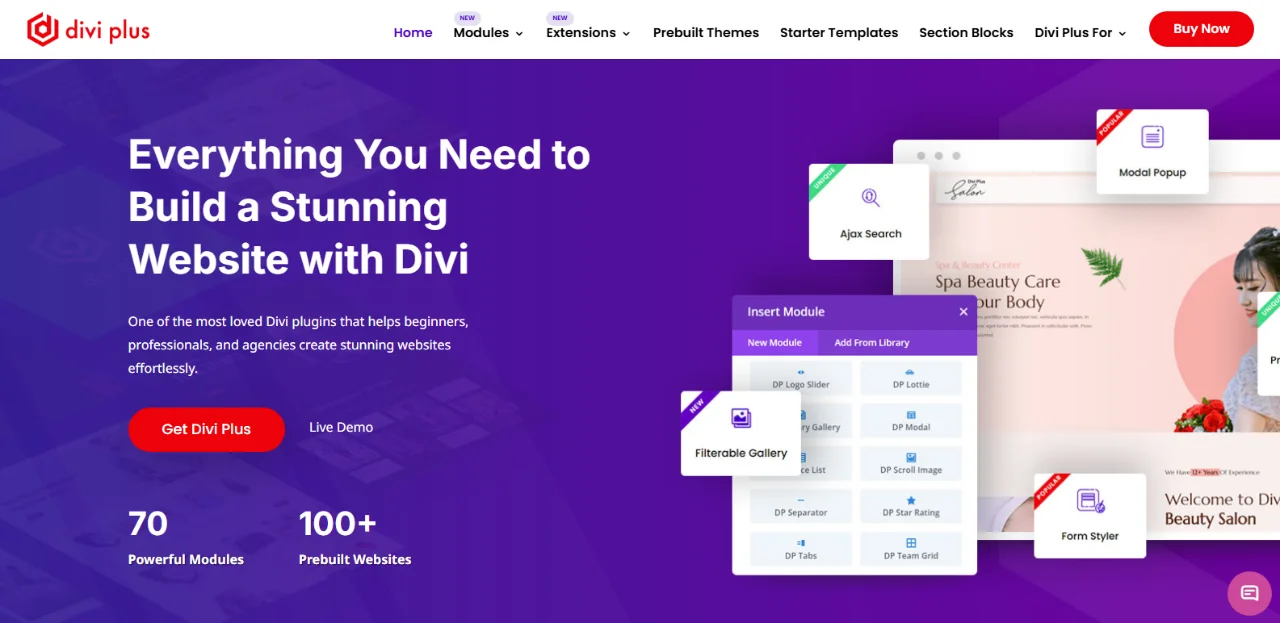 Divi Plus Homepage