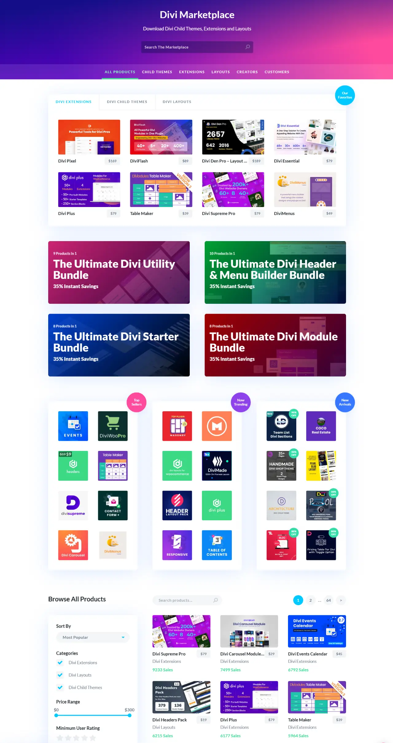 Divi Marketplace With All the Options