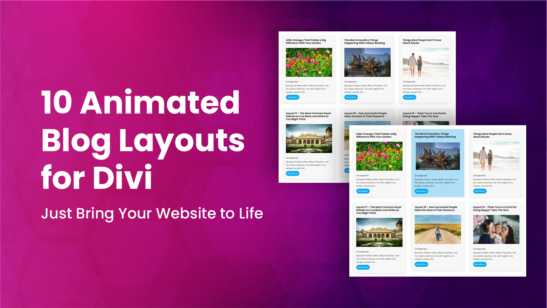 10 Animated Blog layouts for Divi to bring your website to life