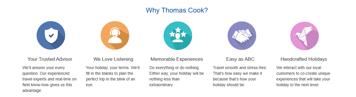 Benefits section of a travel website