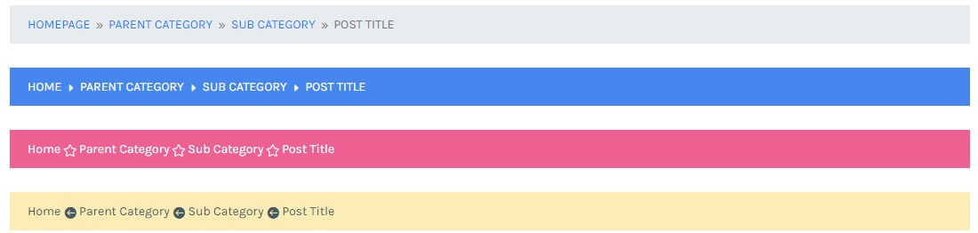 Breadcrumbs module in Divi example