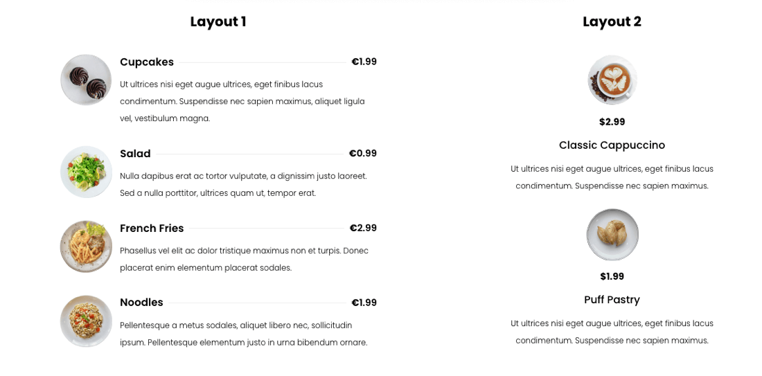 pricing list module example