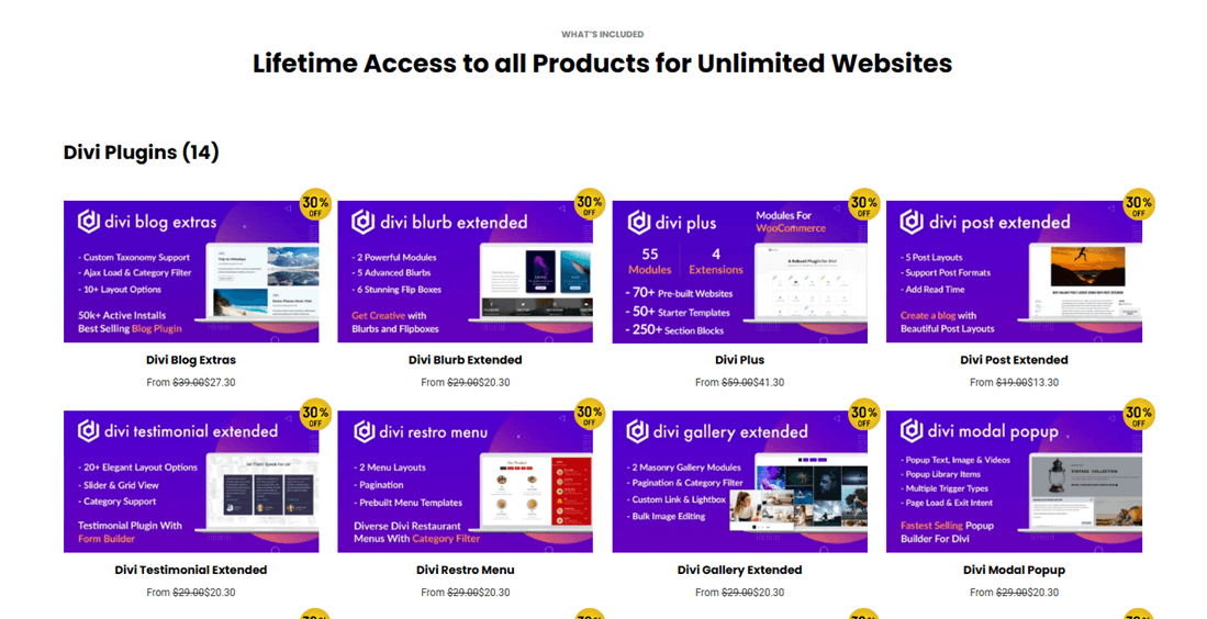 Access to all products under Lifetime membership
