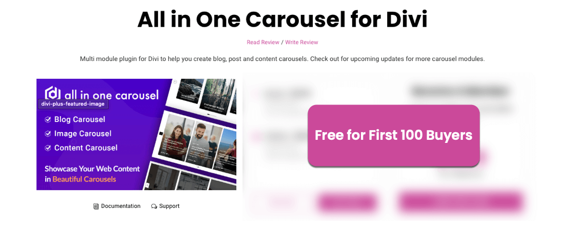 All in One Carousel for Divi plugin free for first hundred buyers on Divi Extended Black Friday Sale 2023