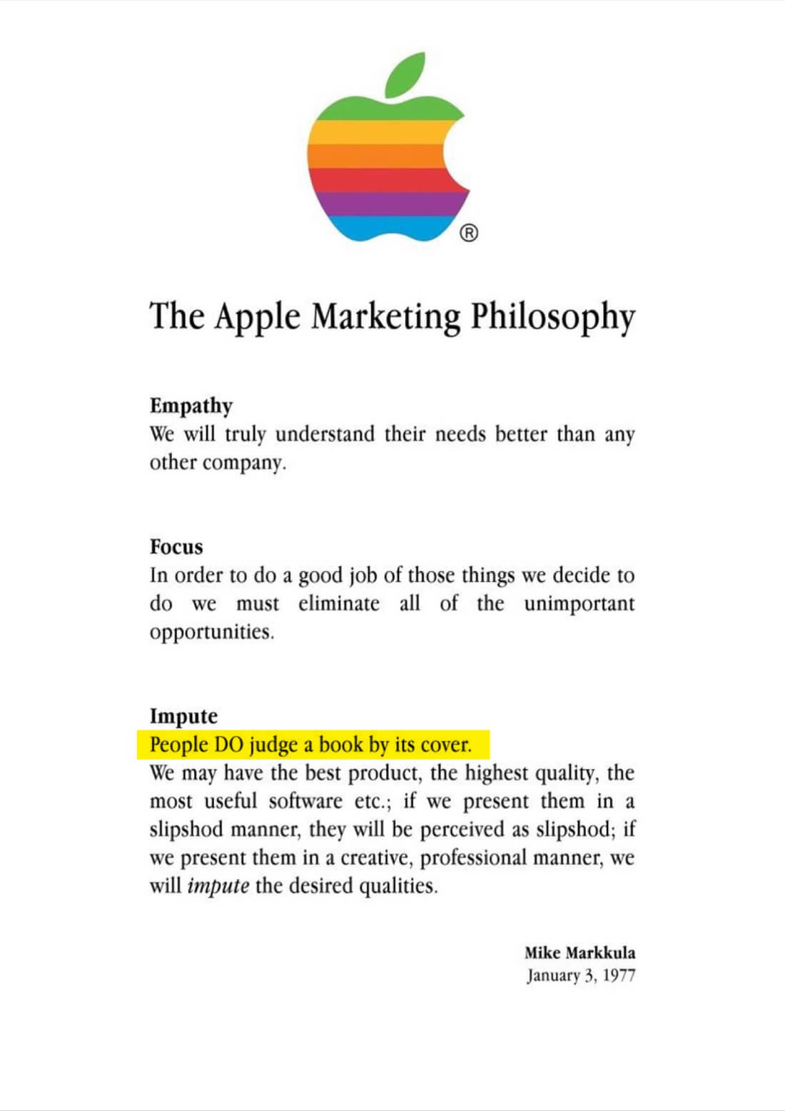 Apple philosophy of marketing