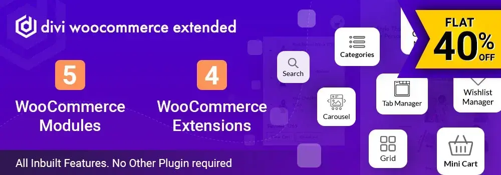 Divi WooCommerce Extended flat 40% off