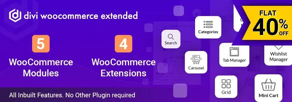 Divi Extended Black Friday Sale 2023 - Divi WooCommerce Extended flat 40% off