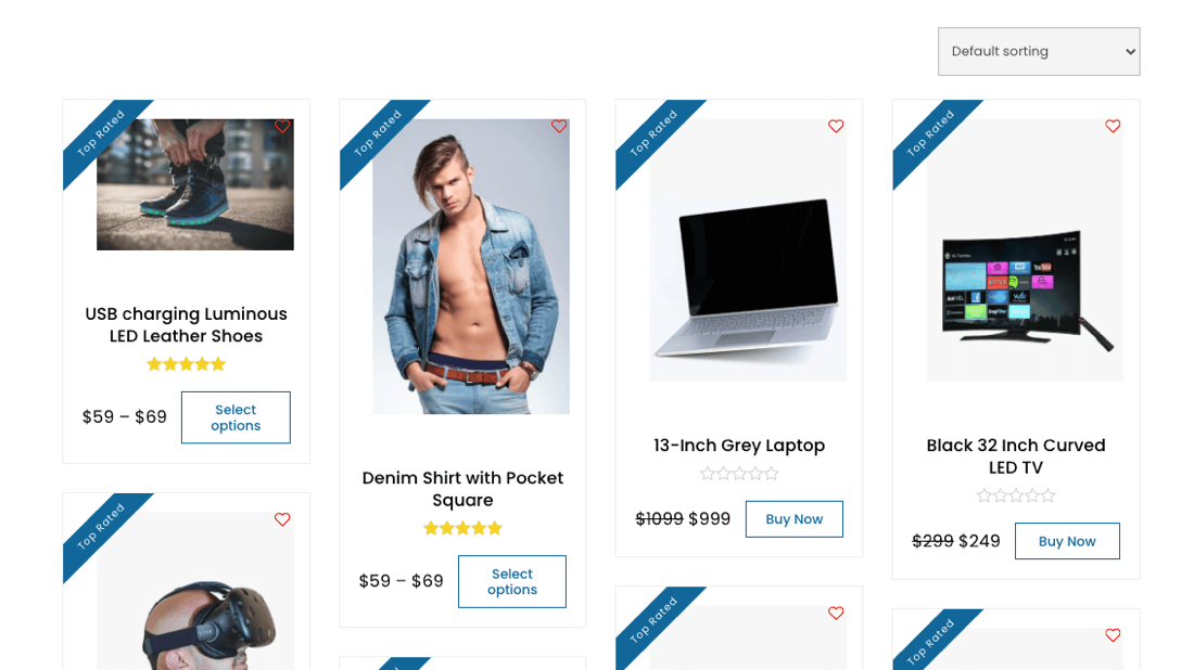WooCommerce product showcase element for Black Friday home page