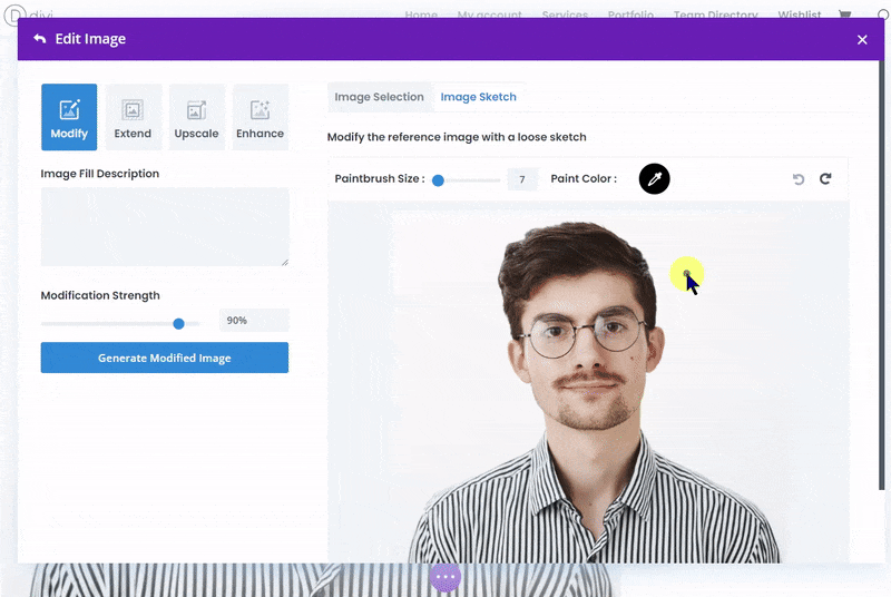 Edit image with Divi AI sketch