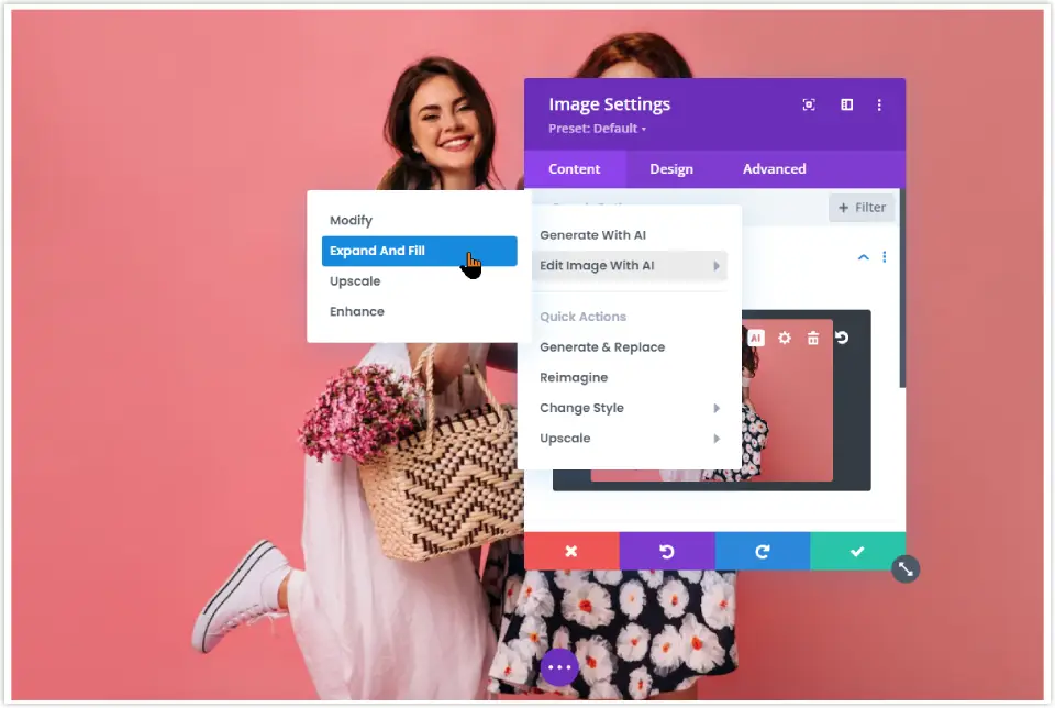 Expand fill image with Divi AI