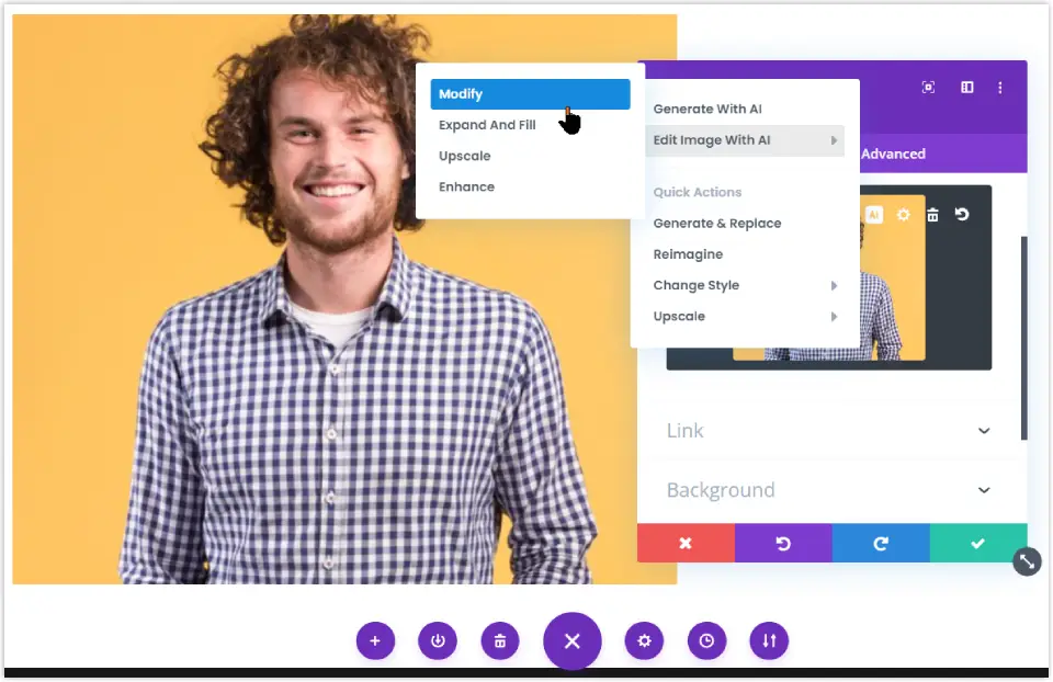 Modify image with Divi AI image 