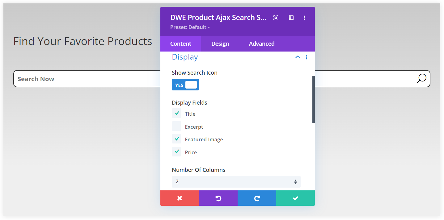 Configure Divi Ajax search in WooCommerce 