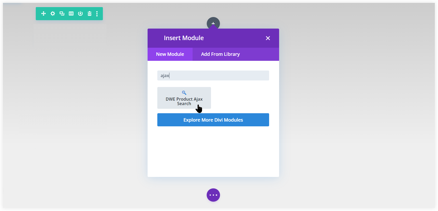 Divi Ajax search in WooCommerce module