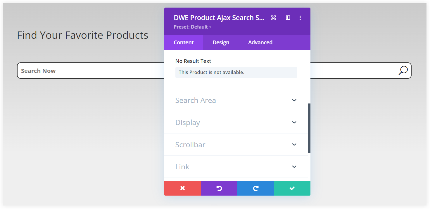 Product not available in Divi Ajax search in WooCommerce