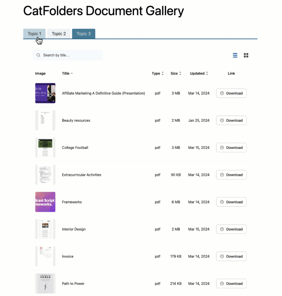 Catfolders document gallery