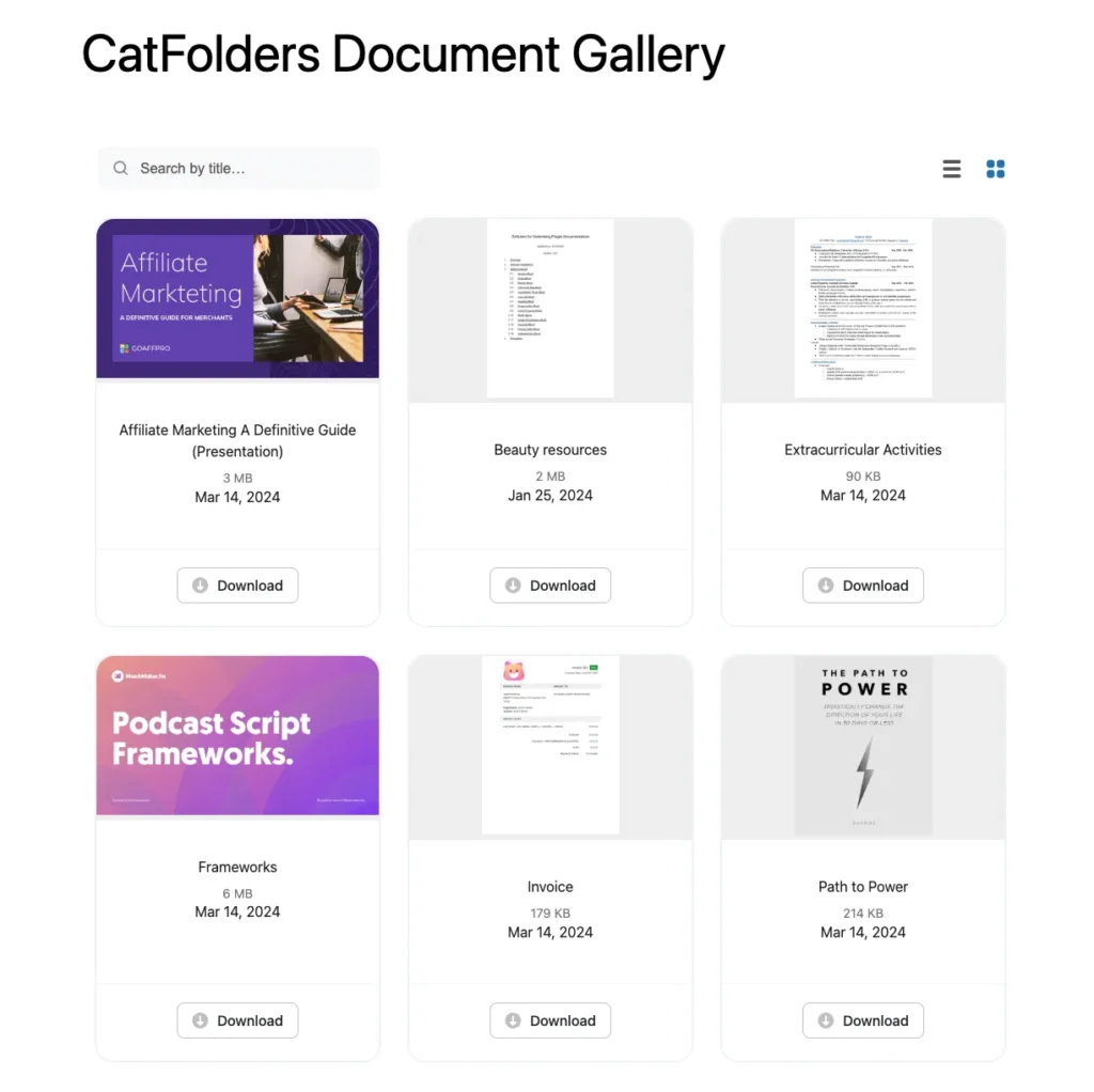 catfolders online document gallery