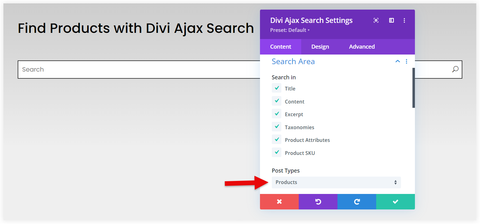 Configure search type using Ajax search