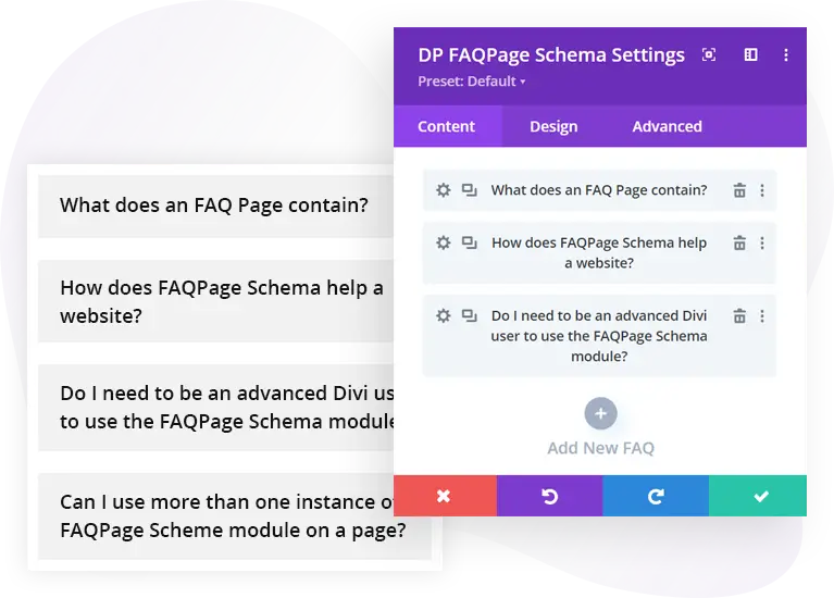 Add Divi faqs