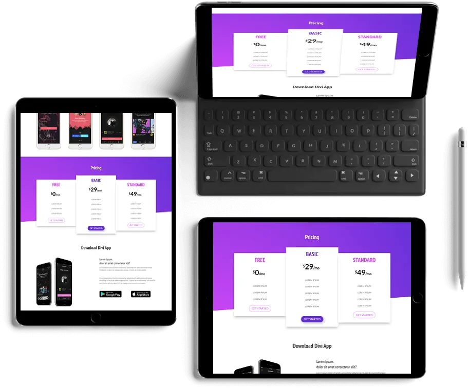 Divi app landing page