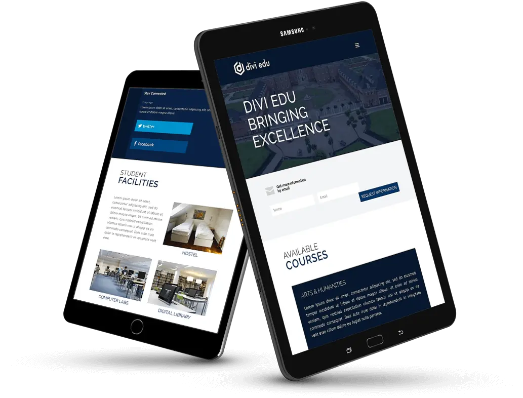 Divi college homepage sections