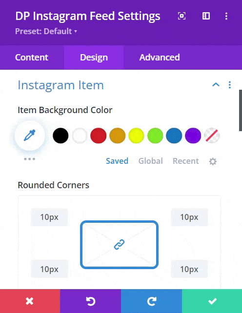 Instagram feed post settings 