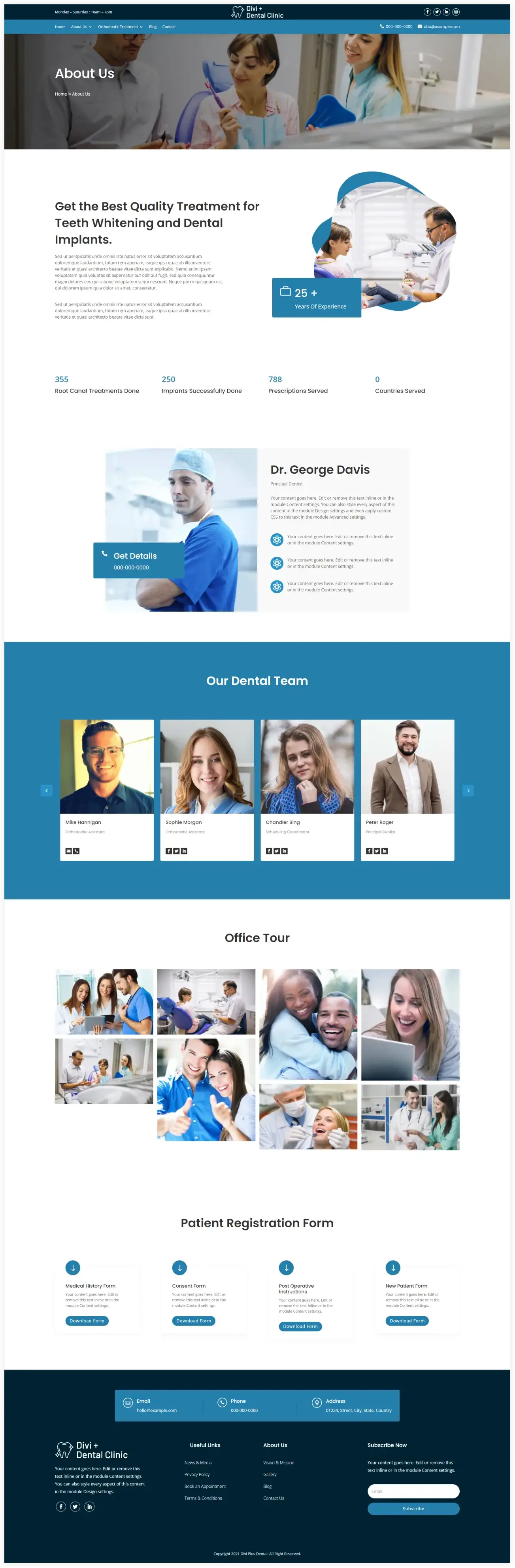 Divi dental clinic theme about layout