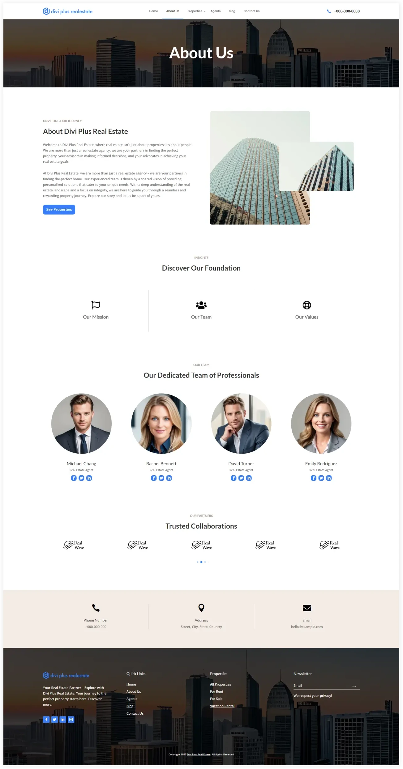 Divi Real Estate child theme about us page