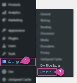 Accessing Divi Plus Settings in WordPress