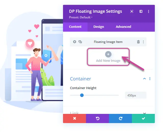Add new floating image in Divi