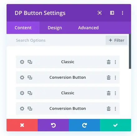 Advanced button module with multiple Divi buttons options